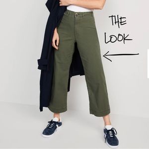 High-Waisted Wide-Leg Cropped Chino Pant